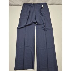 Zanieri Suit Pants Mens 44x36 Pleated Blue Wool High Twist Italy Dress Unhemme